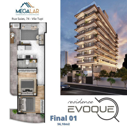Imagem Apartamento com 2 Quartos à Venda, 61 m² em Tupi - Praia Grande