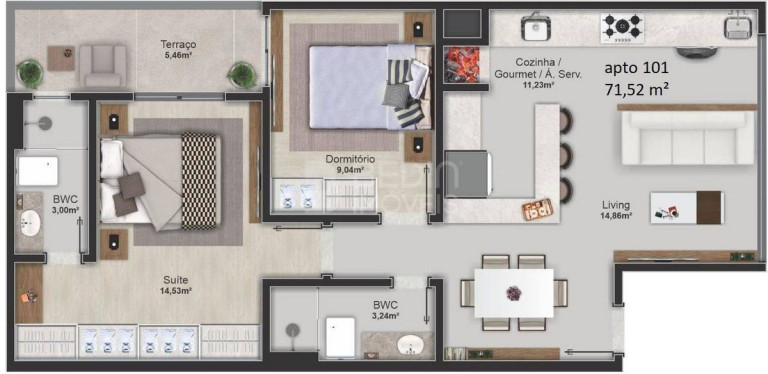 Imagem Apartamento com 2 Quartos à Venda, 71 m² em Nações - Balneário Camboriú