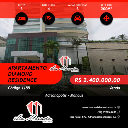 Apartamento com 3 Quartos à Venda, 200 m² em Adrianópolis - Manaus