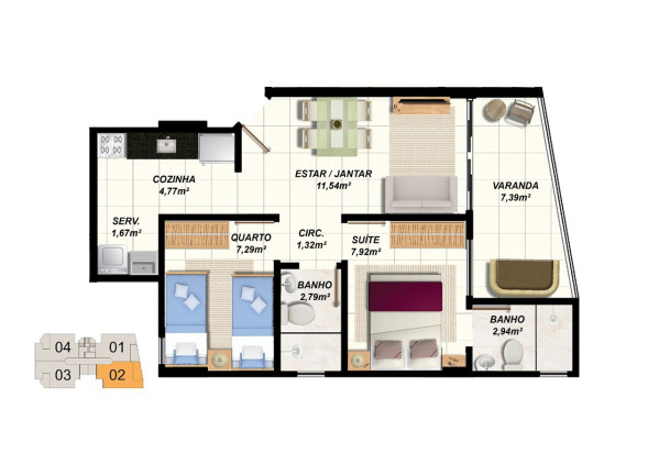 Imagem Apartamento com 2 Quartos à Venda, 51 m² em Ataíde - Vila Velha