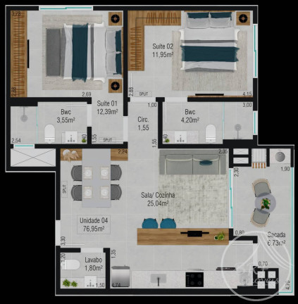 Imagem Apartamento com 2 Quartos à Venda, 89 m² em Barreiros - São José Imagem Apartamento com 2 Quartos à Venda, 89 m² em Barreiros - São José