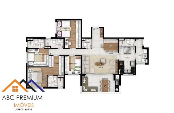 Imagem Apartamento com 4 Quartos à Venda, 129 m² em Centro - Santo André Imagem Apartamento com 4 Quartos à Venda, 129 m² em Centro - Santo André