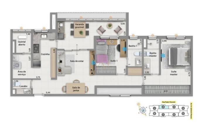 Imagem Apartamento com 3 Quartos à Venda, 96 m² em Embaré - Santos Imagem Apartamento com 3 Quartos à Venda, 96 m² em Embaré - Santos