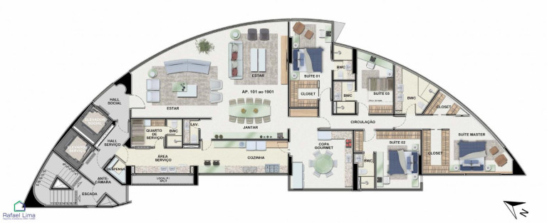 Apartamento com 4 Quartos à Venda, 268 m² em Pina - Recife