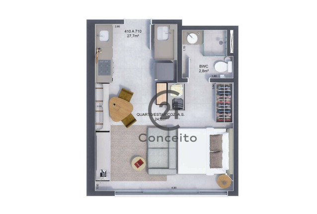 Imagem Studio com 1 Quarto à Venda, 32 m² em Estreito - Florianópolis Imagem Studio com 1 Quarto à Venda, 32 m² em Estreito - Florianópolis