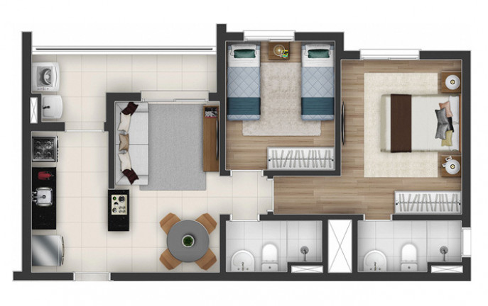 Imagem Apartamento com 2 Quartos à Venda, 55 m² em Nova Aldeinha - Barueri