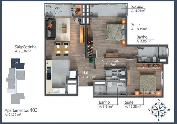 Imagem Apartamento com 2 Quartos à Venda, 94 m² em Moura - Gramado