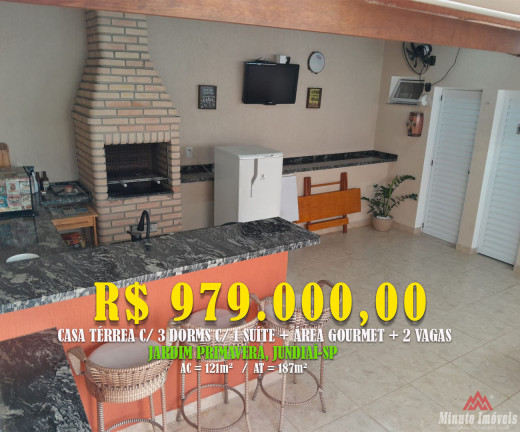 Casa com 3 Quartos à Venda, 121 m² em Jardim Primavera - Jundiaí