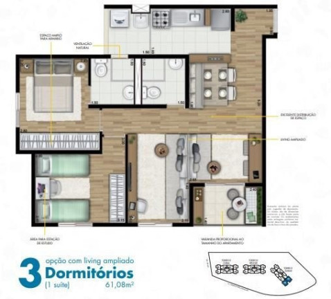 Imagem Apartamento com 3 Quartos à Venda, 61 m² em Vila Carrão - São Paulo