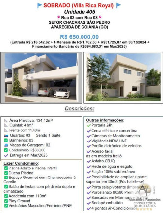 Imagem Casa com 3 Quartos à Venda, 134 m² em Chácaras São Pedro - Aparecida De Goiânia Imagem Casa com 3 Quartos à Venda, 134 m² em Chácaras São Pedro - Aparecida De Goiânia