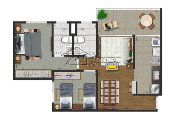 Apartamento com 2 Quartos à Venda, 66 m² em Urbanova - São José Dos Campos
