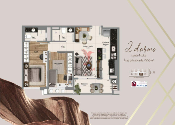 Imagem Apartamento com 2 Quartos à Venda, 7.405 m² em Kobrasol - São José Imagem Apartamento com 2 Quartos à Venda, 7.405 m² em Kobrasol - São José