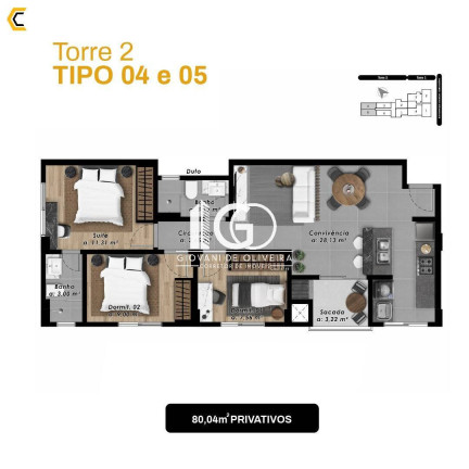 Imagem Apartamento com 3 Quartos à Venda, 80 m² em Comerciário - Criciúma Imagem Apartamento com 3 Quartos à Venda, 80 m² em Comerciário - Criciúma