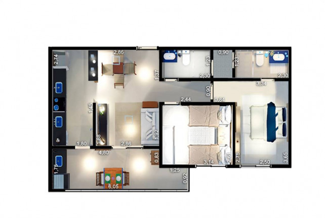 Imagem Apartamento com 2 Quartos à Venda, 64 m² em Forte - Praia Grande