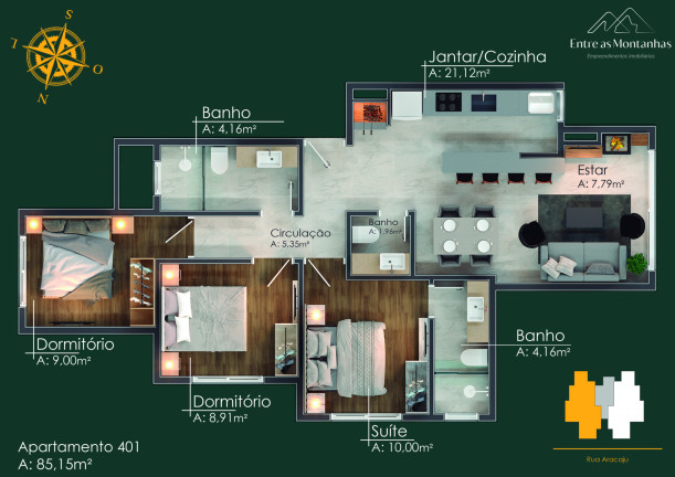 Imagem Apartamento com 1 Quarto à Venda, 46 m² em Moura - Gramado Imagem Apartamento com 1 Quarto à Venda, 46 m² em Moura - Gramado