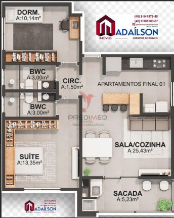 Imagem Apartamento com 2 Quartos à Venda, 72 m² em Serraria - São José