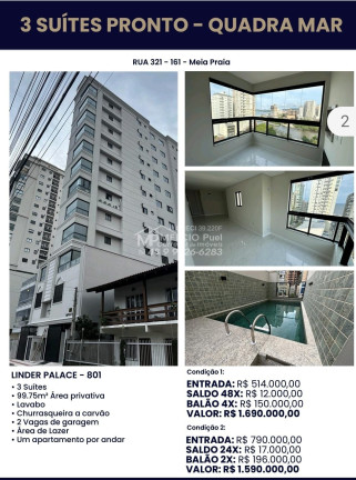 Imagem Apartamento com 3 Quartos à Venda, 99 m² em Meia Praia - Itapema Imagem Apartamento com 3 Quartos à Venda, 99 m² em Meia Praia - Itapema