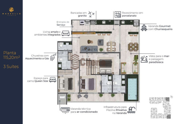 Imagem Apartamento com 1 Quarto à Venda, 72 m² em Tenório - Ubatuba