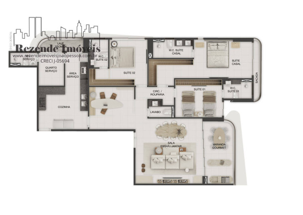 Imagem Apartamento com 4 Quartos à Venda, 215 m² em Altiplano Cabo Branco - João Pessoa
