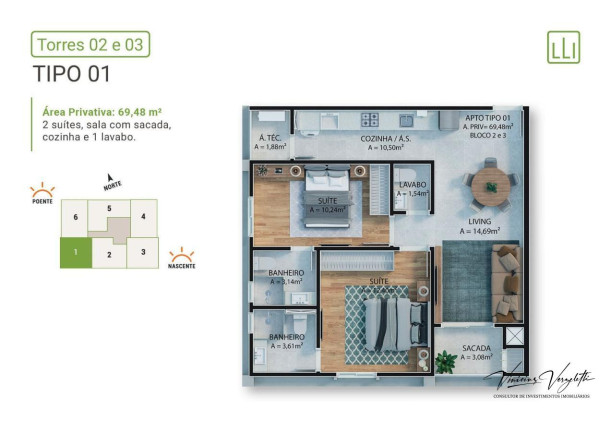 Imagem Imóvel com 2 Quartos à Venda, 69 m² em Várzea Do Ranchinho - Itapema