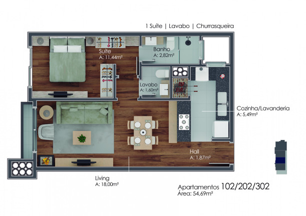 Imagem Apartamento com 1 Quarto à Venda, 57 m² em Av. Central - Gramado Imagem Apartamento com 1 Quarto à Venda, 57 m² em Av. Central - Gramado