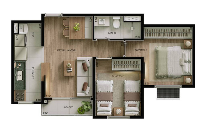 Imagem Apartamento com 2 Quartos à Venda, 43 m² em Goiânia 2 - Goiânia