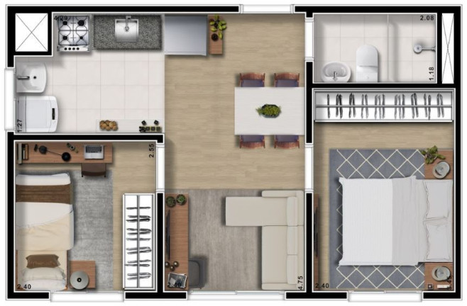 Apartamento com 2 Quartos à Venda, 39 m² em Colônia (zona Leste) - São Paulo