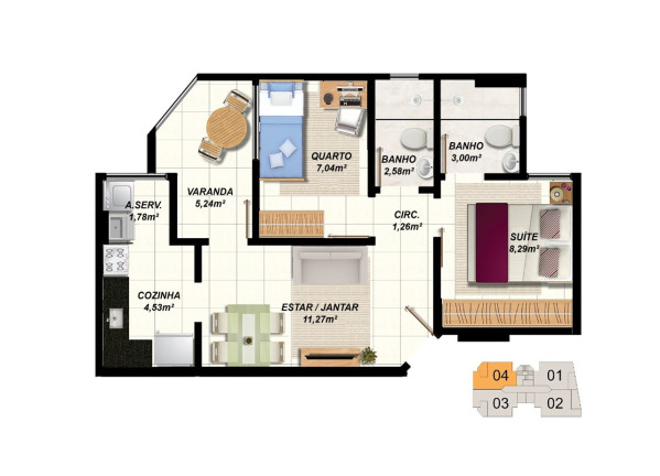 Imagem Apartamento com 2 Quartos à Venda, 51 m² em Ataíde - Vila Velha