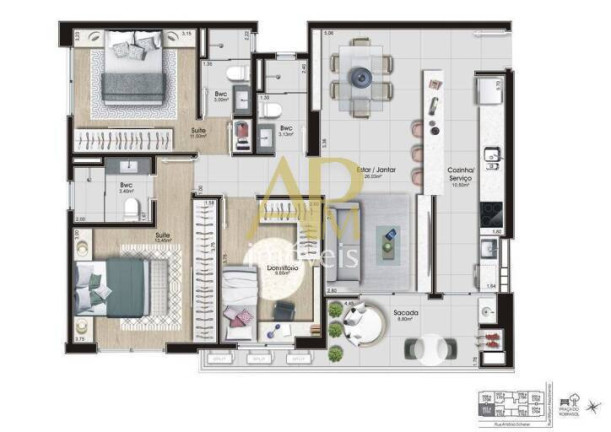 Imagem Apartamento com 3 Quartos à Venda, 103 m² em Kobrasol - São José Imagem Apartamento com 3 Quartos à Venda, 103 m² em Kobrasol - São José