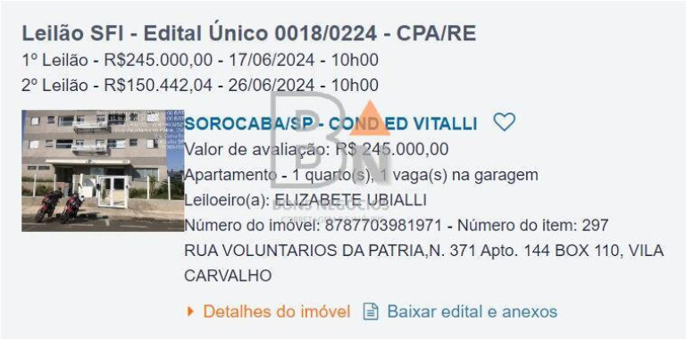 Apartamento com 1 Quarto à Venda, 38 m² em Vila Carvalho - Sorocaba