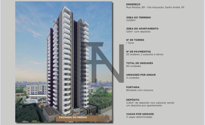 Apartamento com 3 Quartos à Venda, 125 m² em Vila Assunção - Santo André
