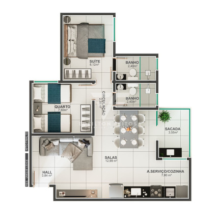 Imagem Apartamento com 2 Quartos à Venda, 58 m² em Lidice - Uberlândia