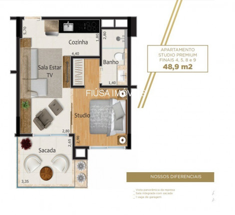 Imagem Apartamento com 1 Quarto à Venda, 48 m² em Zona Rural - Rifaina