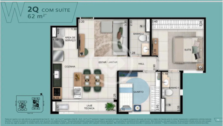 Apartamento com 2 Quartos à Venda, 62 m² em Setor Bueno - Goiânia