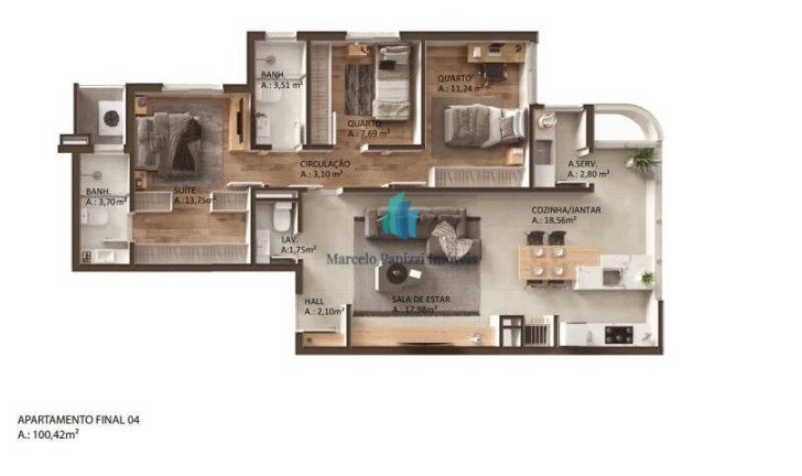 Imagem Apartamento com 3 Quartos à Venda, 113 m² em Centro - Bento Gonçalves