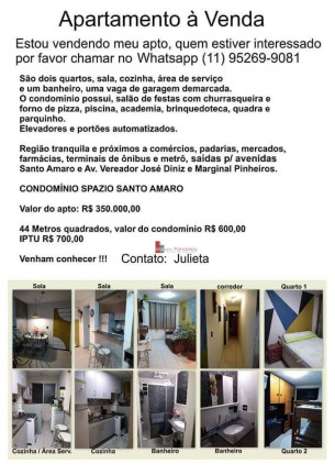 Imagem Apartamento com 2 Quartos à Venda, 44 m² em Santo Amaro - São Paulo Imagem Apartamento com 2 Quartos à Venda, 44 m² em Santo Amaro - São Paulo