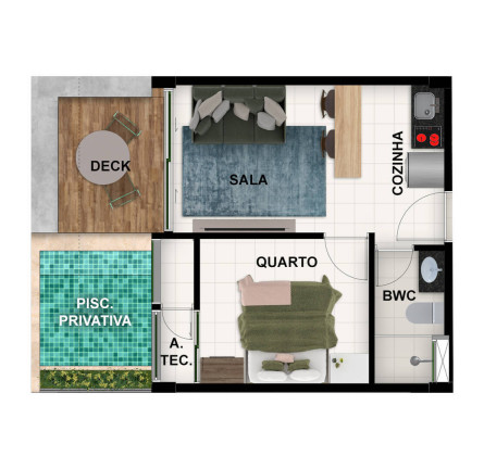 Imagem Apartamento com 1 Quarto à Venda, 23 m² em Centro, Porto De Galinhas - Ipojuca