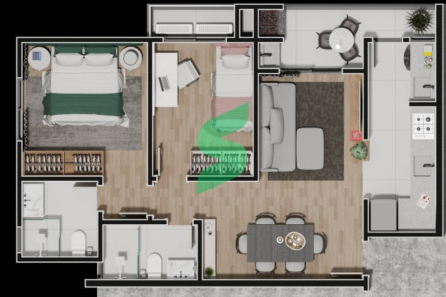 Imagem Apartamento com 2 Quartos à Venda, 63 m² em América - Joinville