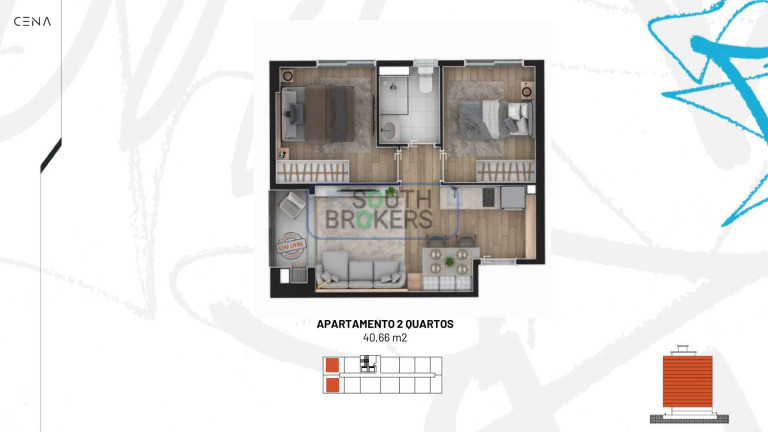 Imagem Apartamento com 2 Quartos à Venda, 21 m² em Centro - Curitiba Imagem Apartamento com 2 Quartos à Venda, 21 m² em Centro - Curitiba