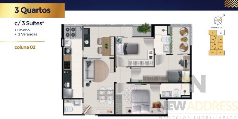 Imagem Apartamento com 3 Quartos à Venda, 73 m² em Praia De Itaparica - Vila Velha Imagem Apartamento com 3 Quartos à Venda, 73 m² em Praia De Itaparica - Vila Velha