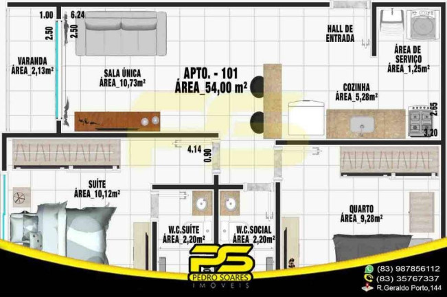 Imagem Apartamento com 2 Quartos à Venda, 55 m² em João Paulo Ii - João Pessoa