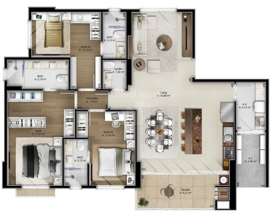 Imagem Apartamento com 3 Quartos à Venda, 122 m² em Fazenda - Itajaí