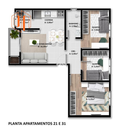 Imagem Apartamento com 3 Quartos à Venda, 103 m² em Parque Da Fonte - São José Dos Pinhais