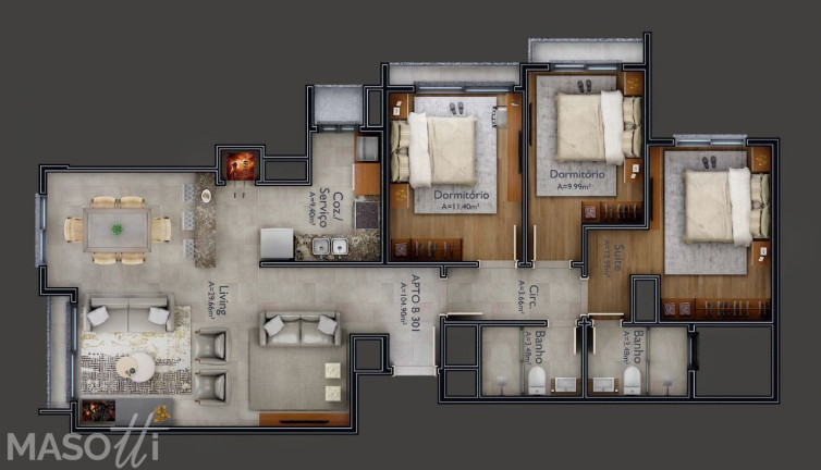Imagem Apartamento com 3 Quartos à Venda, 881 m² em Várzea Grande - Gramado