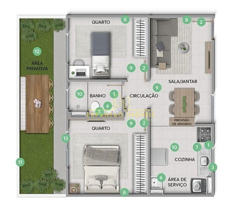 Imagem Apartamento com 2 Quartos à Venda, 68 m² em São Sebastião - Palhoça