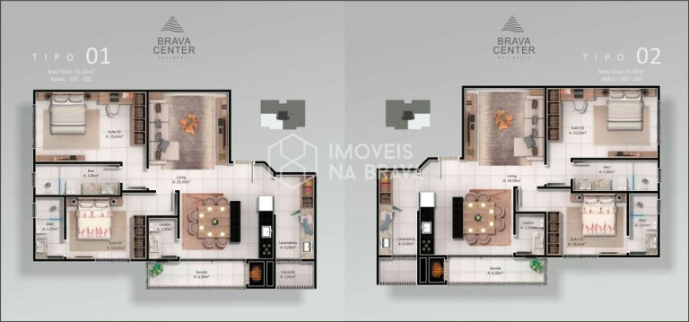 Imagem Apartamento com 2 Quartos à Venda, 92 m² em Praia Brava - Itajaí Imagem Apartamento com 2 Quartos à Venda, 92 m² em Praia Brava - Itajaí