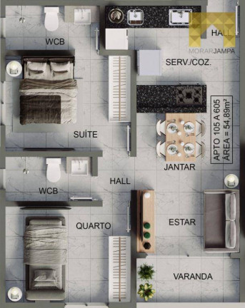 Imagem Apartamento com 2 Quartos à Venda, 53 m² em Bessa - João Pessoa