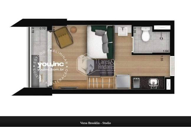 Imagem Studio com 1 Quarto à Venda, 21 m² em Santo Amaro - São Paulo