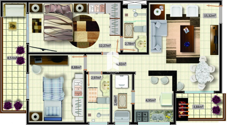 Imagem Apartamento com 2 Quartos à Venda, 78 m² em Dom Antônio Reis - Santa Maria