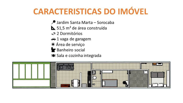 Casa com 2 Quartos à Venda,  em Jardim Santa Marta - Sorocaba